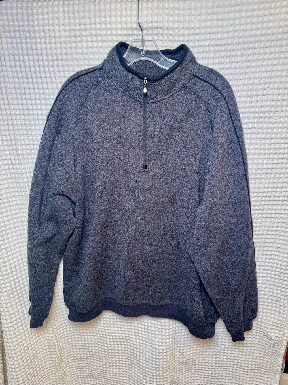 PGA Tour Men's XL Heather Charcoal Quarter-Zip Golf Sweater. Polyester Cotten